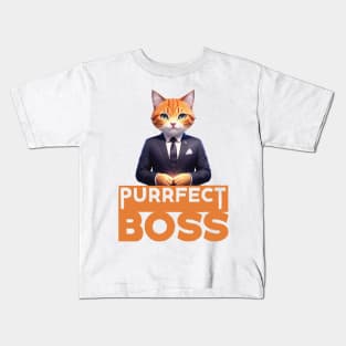 Just a Purrfect Boss Funny Cat 2 Kids T-Shirt